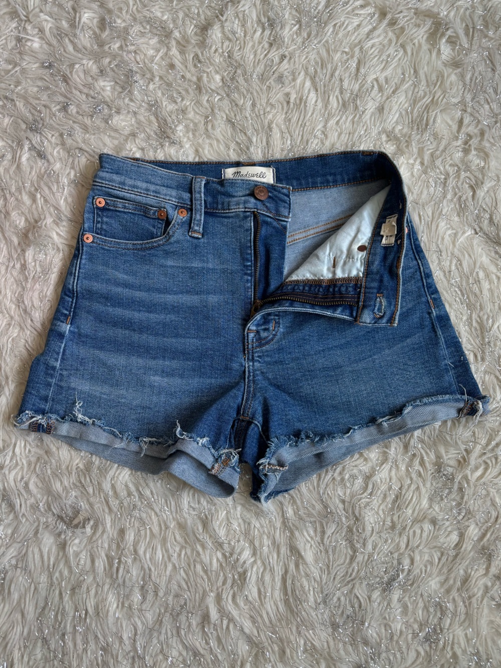 High-Rise Denim Shorts - Blue - Picture 9 of 10